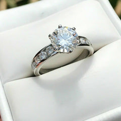 2.50 Carat Round CVD Lab Grown Diamond Engagement Ring, Channel Setting Wedding Ring, Promise Ring for Her, Christmas Gifts, Anniversary Gifts, Handmade Ring