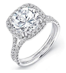 2.5 Carat Round Cut Diamond Engagement Ring for Women, Halo Ring Set, Wedding Ring