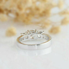 1.5 Carat Round Cut Diamond Engagement Ring for Women, Three Stone Ring, Wedding Ring, Christmas Gifts