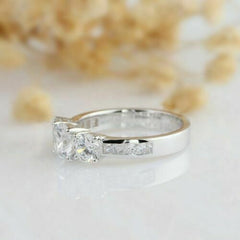 1.5 Carat Round Cut Diamond Engagement Ring for Women, Three Stone Ring, Wedding Ring, Christmas Gifts