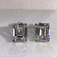 4 TCW Emerald Cut Diamond Stud Earrings For Women, Engagement Earrings, Christmas Gifts, Push Back Earrings