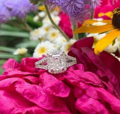 1.5 Carat Radiant Cut Diamond Engagement Ring, Halo Ring Set, Wedding Ring, Anniversary Gifts