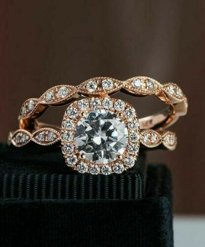 1 Carat Round Cut Diamond Wedding Ring, Bridal Set Ring, Halo Engagement  Ring For Women, Promise Ring, Anniversary Gift For Her