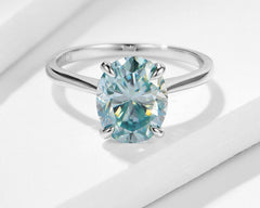2.5 Carat Blue Oval Cut Diamond Engagement Ring for Women, Wedding Ring