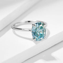 2.5 Carat Blue Oval Cut Diamond Engagement Ring for Women, Wedding Ring