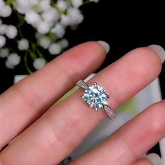 2.5 Carat Blue Round Cut Diamond Engagement Ring for Women, Wedding Ring, Christmas Gifts