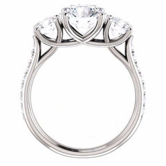 2 Carat Round CVD Lab Grown Diamond Engagement Ring for Women, Three Stone Anniversary Gifts, Christmas Gifts, Wedding Ring