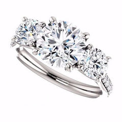2 Carat Round CVD Lab Grown Diamond Engagement Ring for Women, Three Stone Anniversary Gifts, Christmas Gifts, Wedding Ring