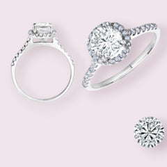 1.3 TCW Round CVD Lab Grown Diamond Engagement Ring For Women, Halo Engagement Ring, Christmas Gifts, Anniversary Gifts