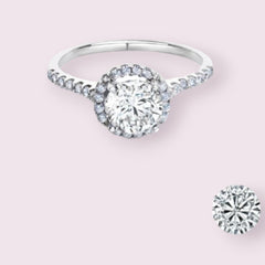 1.3 TCW Round CVD Lab Grown Diamond Engagement Ring For Women, Halo Engagement Ring, Christmas Gifts, Anniversary Gifts