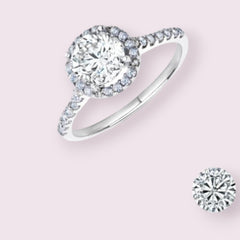 1.3 TCW Round CVD Lab Grown Diamond Engagement Ring For Women, Halo Engagement Ring, Christmas Gifts, Anniversary Gifts