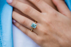 4 Carat Blue Asscher Cut Diamond Engagement Ring for Women, Wedding Ring, Christmas Gifts (Copy)