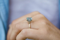 4 Carat Blue Asscher Cut Diamond Engagement Ring for Women, Wedding Ring, Christmas Gifts (Copy)