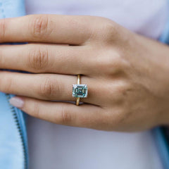 4 Carat Blue Asscher Cut Diamond Engagement Ring for Women, Wedding Ring, Christmas Gifts (Copy)