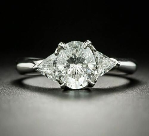 2 Carat Oval Cut Diamond Engagement Ring for Women, Three Stone Ring, Wedding Ring