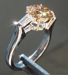 3.5 Carat Brown Round Cut Diamond Engagement Ring for Women, Three Stone Ring, Wedding Ring