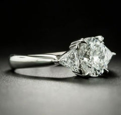 2 Carat Oval Cut Diamond Engagement Ring for Women, Three Stone Ring, Wedding Ring