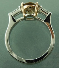 3.5 Carat Brown Round Cut Diamond Engagement Ring for Women, Three Stone Ring, Wedding Ring