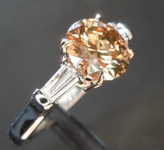 3.5 Carat Brown Round Cut Diamond Engagement Ring for Women, Three Stone Ring, Wedding Ring