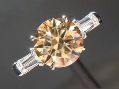 3.5 Carat Brown Round Cut Diamond Engagement Ring for Women, Three Stone Ring, Wedding Ring