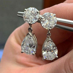 4 TCW Pear Cut Diamond Drop Dangle Earrings For Women, Wedding Earrings, Engagement Earrings, Christmas Gifts