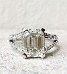 3 Carat Emerald Cut Diamond Engagement Ring For Women, Wedding Ring, Anniversary Gifts