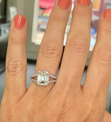 3 Carat Emerald Cut Diamond Engagement Ring For Women, Wedding Ring, Anniversary Gifts