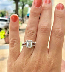 3 Carat Emerald Cut Diamond Engagement Ring For Women, Wedding Ring, Anniversary Gifts