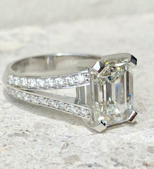 3 Carat Emerald Cut Diamond Engagement Ring For Women, Wedding Ring, Anniversary Gifts