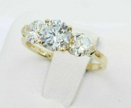 2 Carat Round Cut Diamond Engagement Ring for Women, Three Stone Ring, Wedding Ring