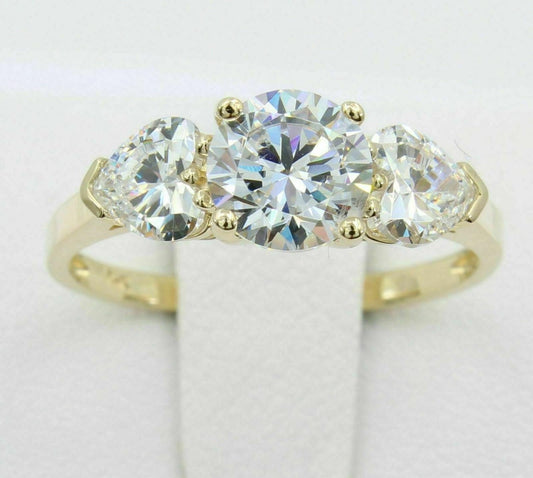 2 Carat Round Cut Diamond Engagement Ring for Women, Three Stone Ring, Wedding Ring
