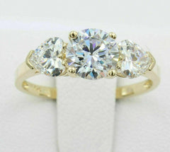 2 Carat Round Cut Diamond Engagement Ring for Women, Three Stone Ring, Wedding Ring