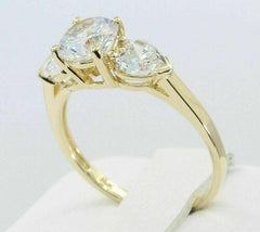 2 Carat Round Cut Diamond Engagement Ring for Women, Three Stone Ring, Wedding Ring