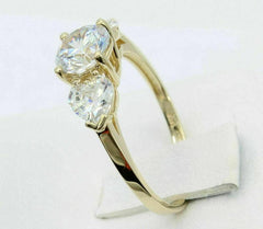 2 Carat Round Cut Diamond Engagement Ring for Women, Three Stone Ring, Wedding Ring