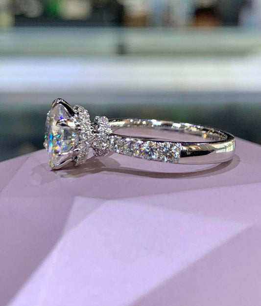 2.5 Carat Round Cut Diamond Engagement Ring for Women, Hidden Halo Ring, Wedding Ring, Christmas Gifts