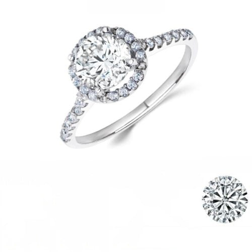 1.3 TCW Round CVD Lab Grown Diamond Engagement Ring For Women, Halo Engagement Ring, Christmas Gifts, Anniversary Gifts