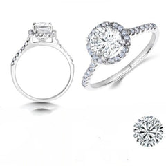 1.3 TCW Round CVD Lab Grown Diamond Engagement Ring For Women, Halo Engagement Ring, Christmas Gifts, Anniversary Gifts