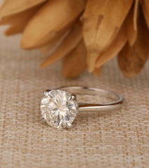 3 Carat Round CVD Lab Grown Diamond Engagement Ring for Women, Solitaire Engagement Ring, Christmas Gifts, Anniversary Gifts, Wedding Ring