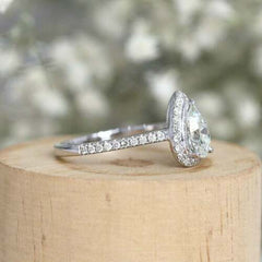 2 Carat Pear Cut Diamond Engagement Ring for Women, Halo Ring Set, Wedding Ring, Anniversary Gifts