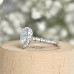 2 Carat Pear Cut Diamond Engagement Ring for Women, Halo Ring Set, Wedding Ring, Anniversary Gifts
