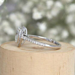 2 Carat Pear Cut Diamond Engagement Ring for Women, Halo Ring Set, Wedding Ring, Anniversary Gifts