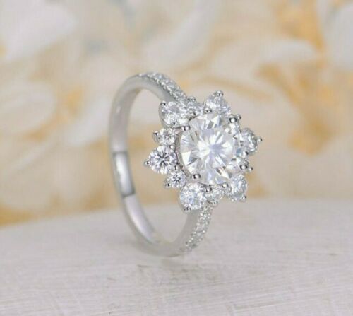 1 Carat Round Cut Diamond Wedding Ring For Women, Halo Engagement Ring, Promise Ring for Her