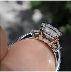 2.5 Carat Princess Cut Diamond Engagement Ring for Women, Three Stone Ring, Wedding Ring, Christmas Gifts