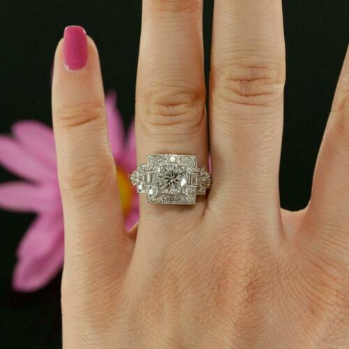 1 Carat Round Cut Diamond Engagement Ring for Women, Art Deco Ring Wedding Ring, Handmade Ring