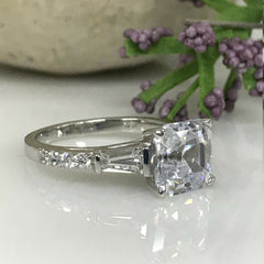 4 Carat Asscher Cut Diamond Engagement Ring for Women, Wedding Ring, Anniversary Gifts