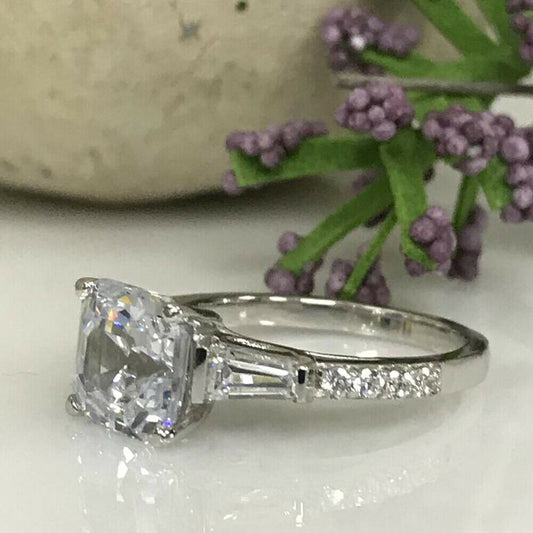 4 Carat Asscher Cut Diamond Engagement Ring for Women, Wedding Ring, Anniversary Gifts