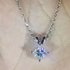 1.5 CT Princess Cut Diamond Charm Pendant For Women, Wedding Pendant, Christmas Gifts, Anniversary Gifts