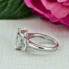 3 Carat Radiant Cut Diamond Engagement Ring For Women, Three Stone Ring, Wedding Ring