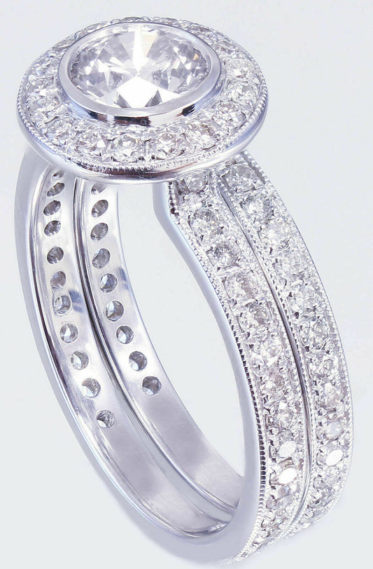 1 Carat Round Cut Diamond Engagement Ring for Women, Halo Ring Set, Wedding Ring, Bridal Set Ring, Anniversary Gifts