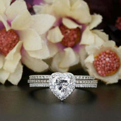 1.5 Carat Heart Cut Diamond Engagement Ring for Women, Wedding Ring, Bridal Set Ring Set, Anniversary Gifts